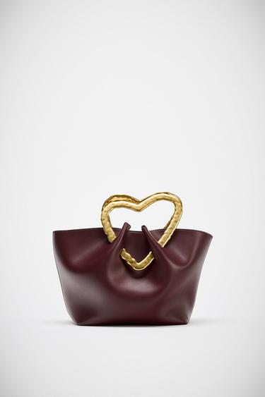 BUCKET BAG WITH METAL HANDLE - Burgundy Red by Zara
