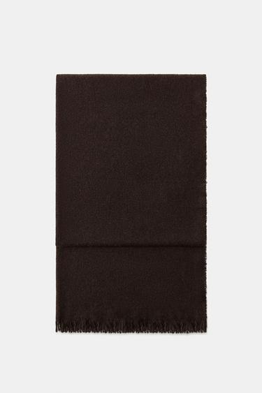 PLAIN SCARF WITH WOOL - Brown by Zara