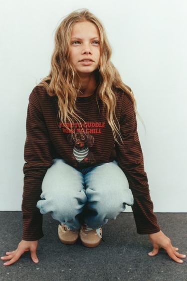 STRIPED DOG T-SHIRT - Brown by Zara