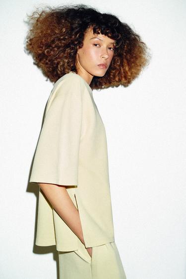 INTERLOCK T-SHIRT WITH VENTS - Light lime green by Zara