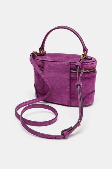 LEATHER VANITY HANDBAG - Purple by Zara