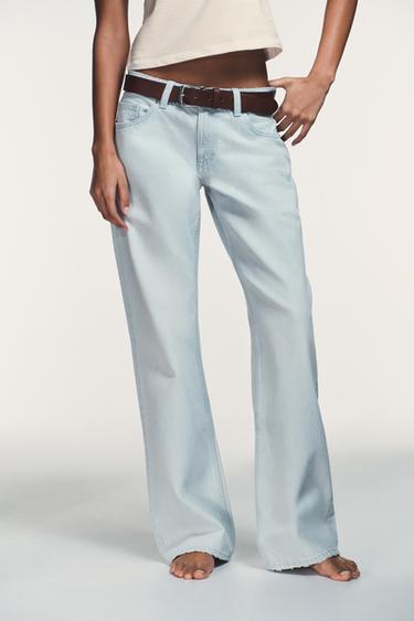 TRF LOW-RISE WIDE-LEG JEANS - Light blue by Zara