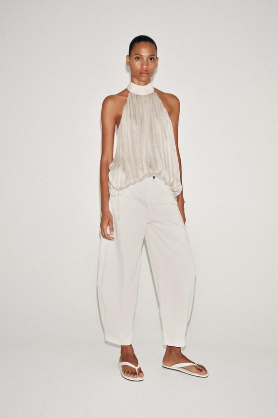 ZW COLLECTION BARREL HIGH-WAIST JEANS - White by Zara - Image 0