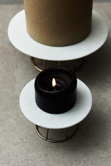 MARBLE AND METAL TEALIGHT HOLDER - Golden by Zara