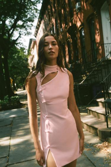 MINI DRESS WITH FROG FASTENING - Pink by Zara