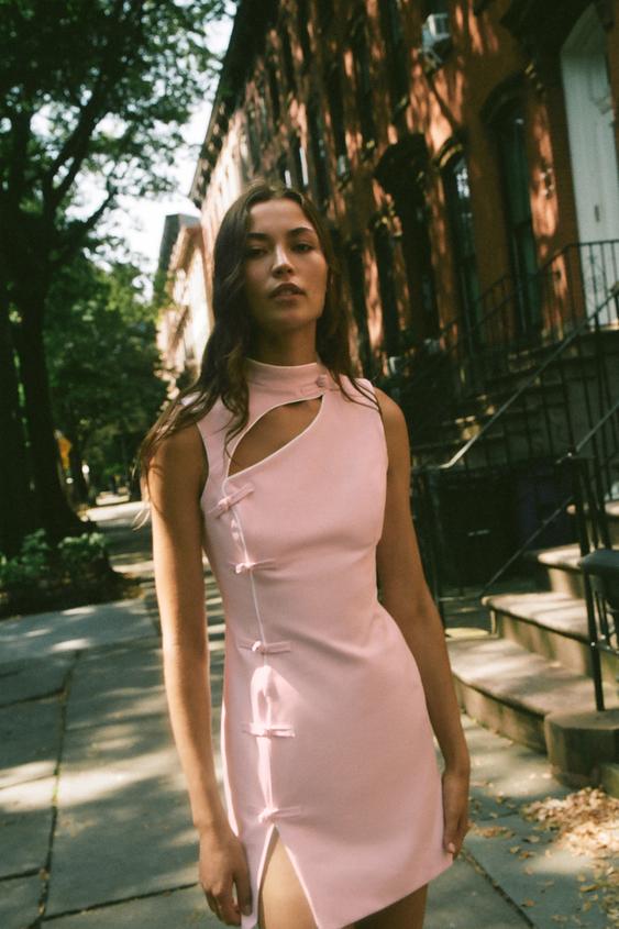 MINI DRESS WITH FROG FASTENING - Pink by Zara - Image 0