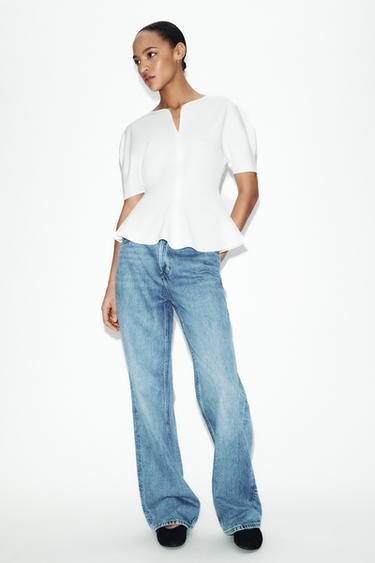 SOFT PEPLUM T-SHIRT - White by Zara