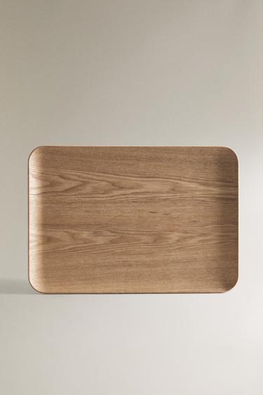 RECTANGULAR NON-SLIP WOODEN TRAY - Light beige by Zara - Image 0