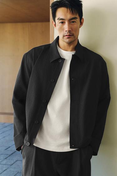 SEERSUCKER OVERSHIRT - Black by Zara