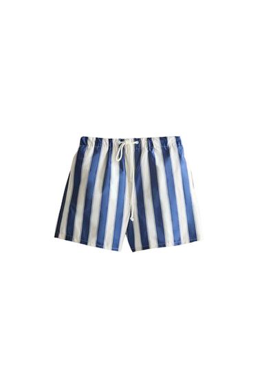 STRIPED BEACH SWIMMING TRUNKS - Blue by Zara