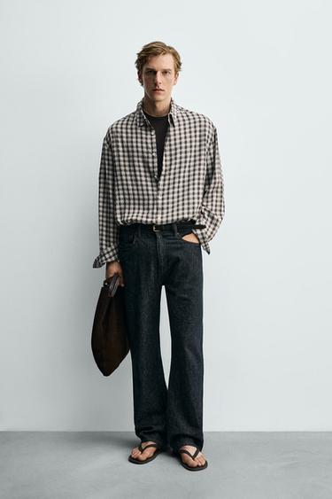 FLOWING CHECK SHIRT - Brown by Zara