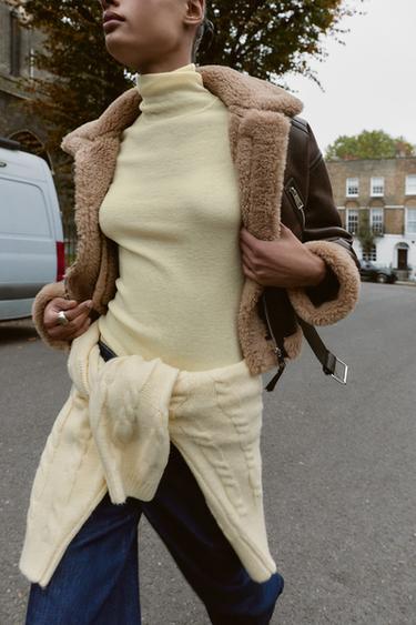 WOOL HIGH NECK JUMPER - Light yellow by Zara