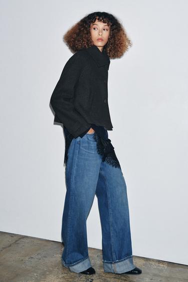 ZW COLLECTION SHORT WOOL COAT - Dark grey by Zara