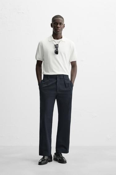 TEXTURED KNIT POLO SHIRT - Ecru by Zara