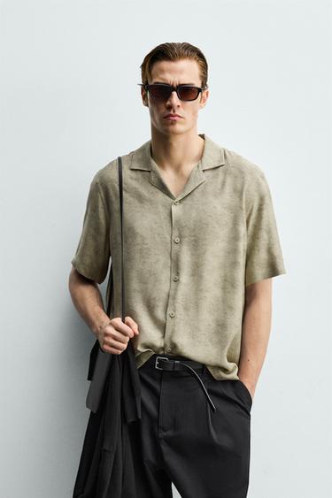 SATIN RELAXED FIT SHIRT - Beige by Zara