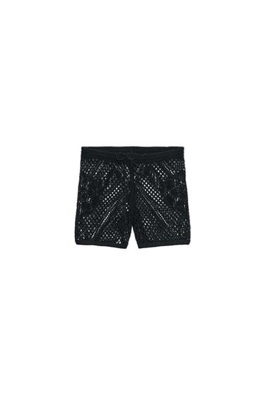 CUTWORK KNIT SHORTS - Black by Zara