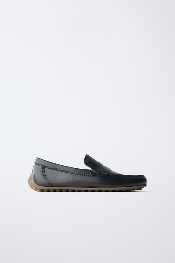 CLASSIC LEATHER DECK SHOES - Navy Blue by Zara - Image 0