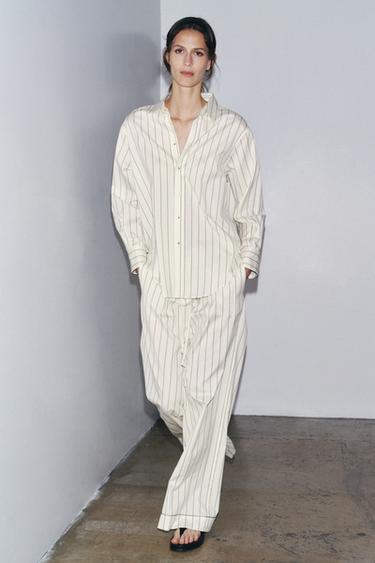 STRIPED TROUSERS ZW COLLECTION - White by Zara