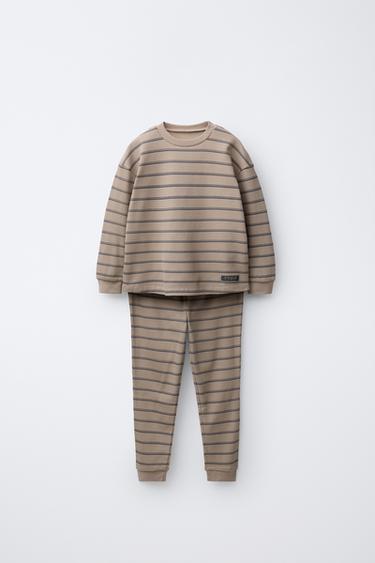 2-6 YEARS/ STRIPED WAFFLE PYJAMAS - camel by Zara