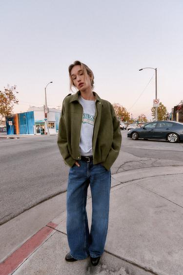 SUEDE EFFECT BOMBER JACKET - mid khaki by Zara