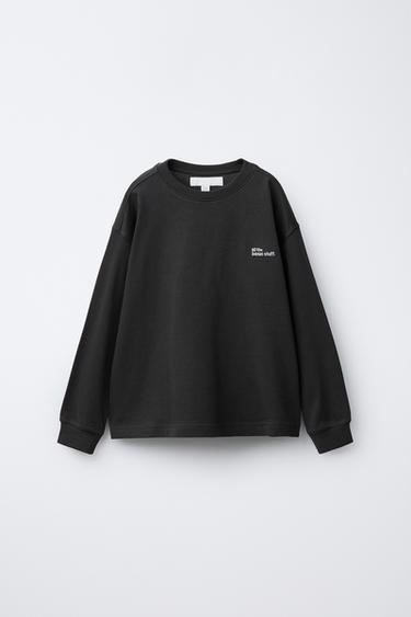 HEAVY WEIGHT EMBROIDERED SLOGAN T-SHIRT - Anthracite grey by Zara - Image 0