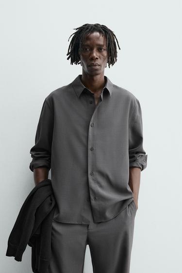 FLOWING RELAXED FIT SHIRT - Grey by Zara