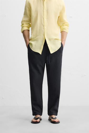 RELAXED FIT TEXTURED TROUSERS - Blue grey by Zara