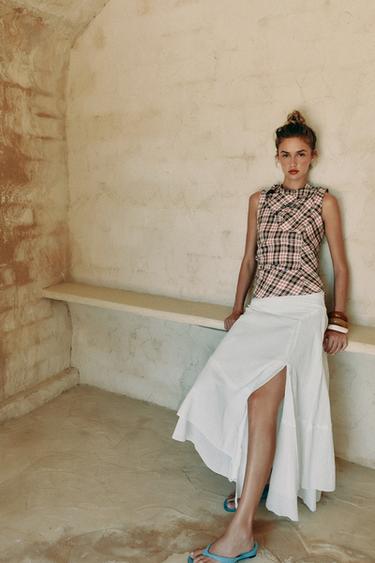 ASYMMETRIC RUSTIC FABRIC SKIRT - Ecru by Zara
