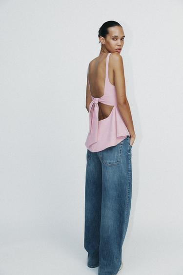 PEPLUM TIE TOP - Dusty pink by Zara