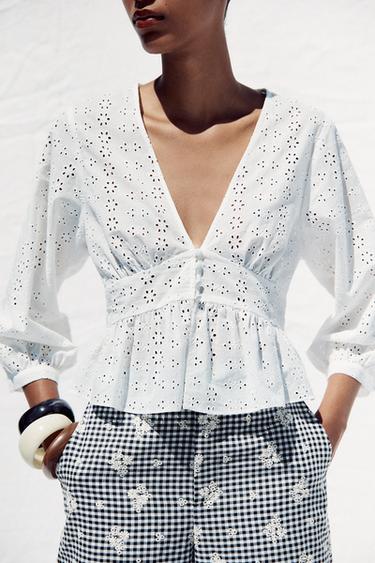 CUTWORK EMBROIDERY SHIRT - White by Zara