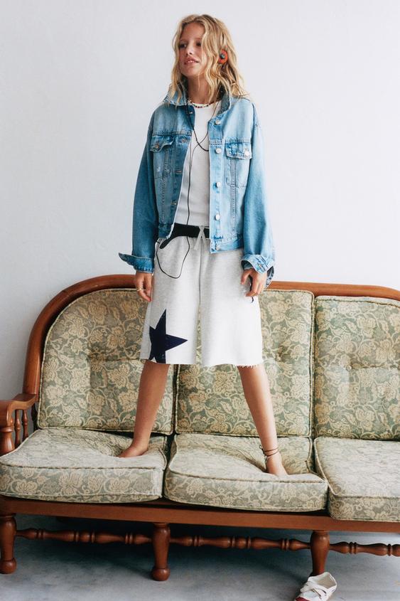 STAR PRINT BERMUDA SHORTS - Grey marl by Zara - Image 0