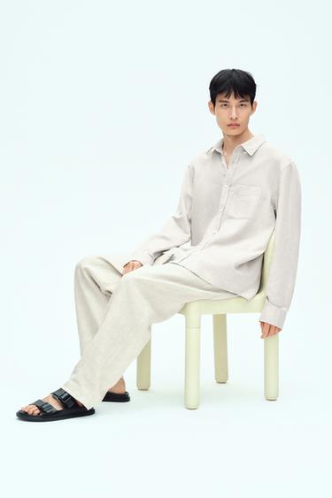 100% LINEN TROUSERS - Light beige by Zara