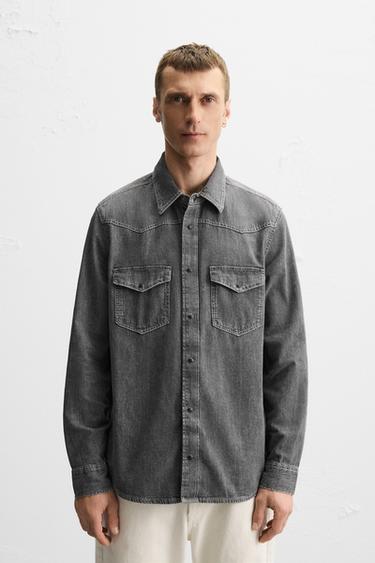 WESTERN DENIM SHIRT - Grey by Zara