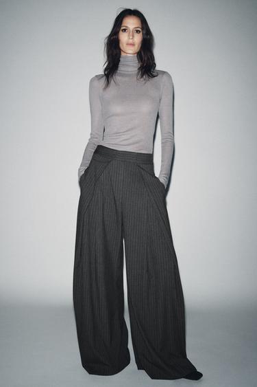 ZW COLLECTION PINSTRIPE DARTED TROUSERS - Grey by Zara
