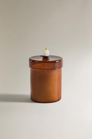 (220 G) SALTED CARAMEL BOROSILICATE SCENTED CANDLE - Cream by Zara