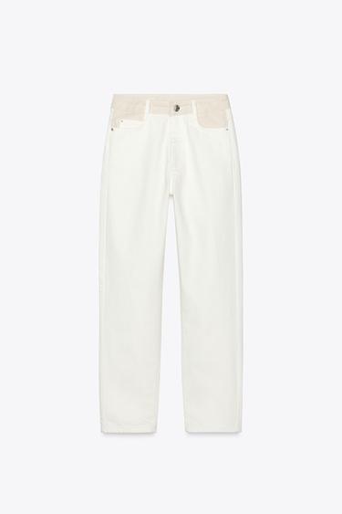 Z1975 HIGH-WAIST MOM FIT JEANS WITH CONTRAST WAIST - Ecru by Zara