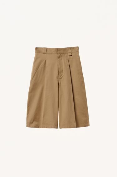 WIDE-LEG PLEATED BERMUDA SHORTS WILLY CHAVARRIA X ZARA - Beige by Zara