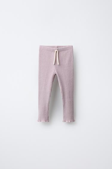 SOFT-TOUCH RIBBED LEGGINGS - Pink / Lilac by Zara