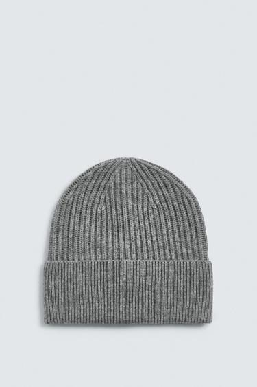 WOOL BLEND KNIT BEANIE - Grey by Zara