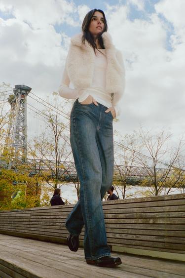 TRF WIDE-LEG HIGH-WAIST FULL-LENGTH JEANS - Indigo by Zara