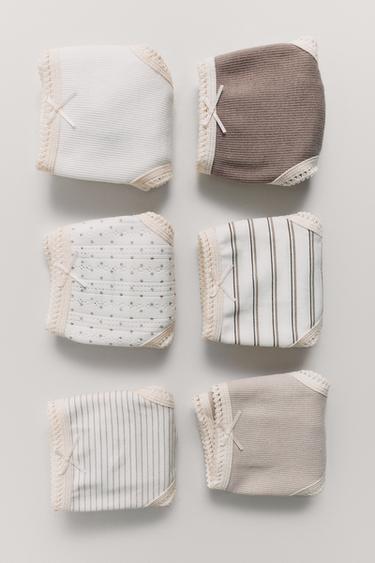 AGE 2-14/ SIX-PACK OF BOW BRIEFS - Grey / Beige by Zara