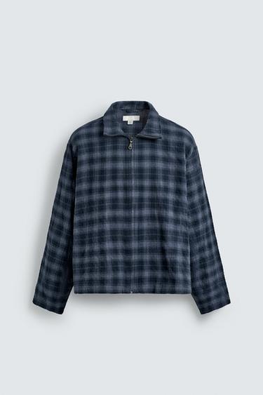 CHECK ZIP-UP SHIRT - Blue by Zara