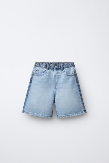 COLOUR BLOCK DENIM BERMUDA SHORTS - Light blue by Zara