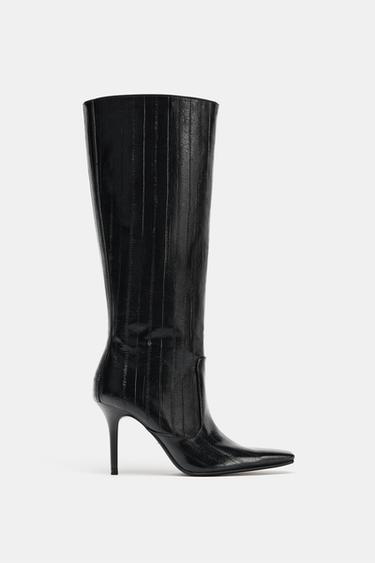 ENGRAVED HEEL BOOTS - Black by Zara