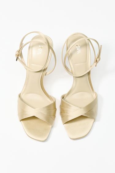 SATIN HIGH-HEEL SANDALS - Ecru White by Zara