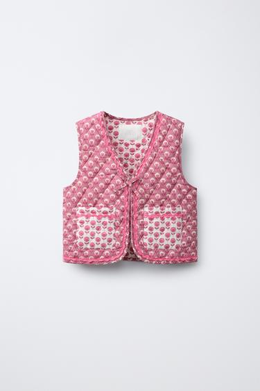 QUILTED GILET WITH FLORAL TIE - Mid-ecru by Zara