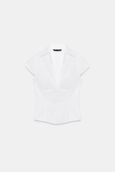 POPLIN CORSETRY-INSPIRED TOP - White by Zara