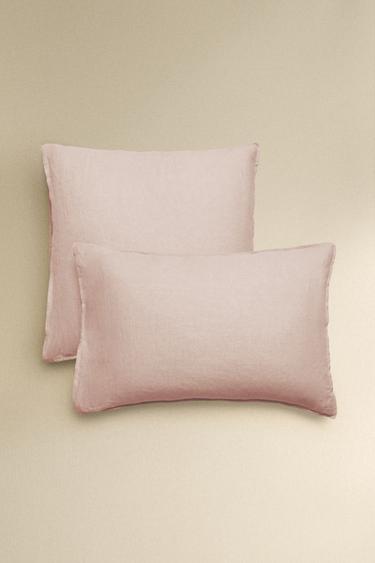 WASHED LINEN PILLOWCASE (140 GXM²) - Pale pink by Zara - Image 0