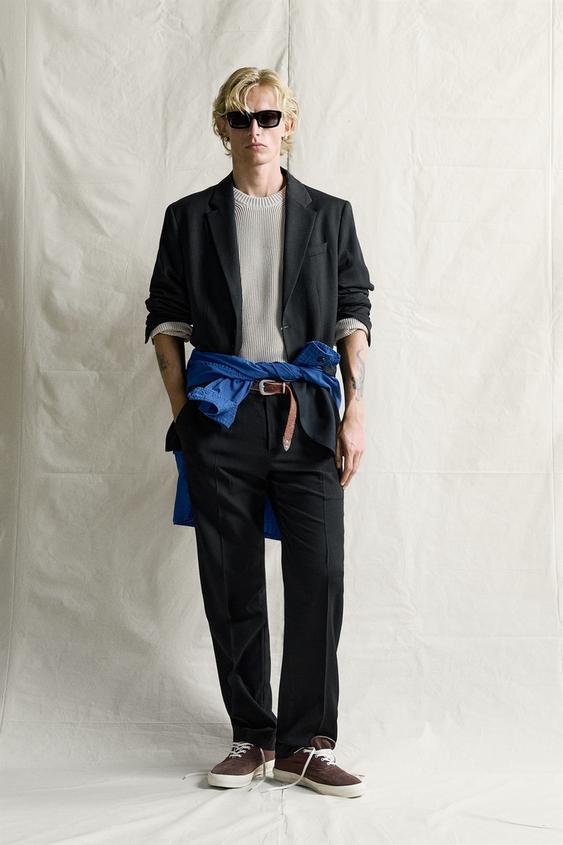 100% WOOL REGULAR FIT SUIT TROUSERS - Black by Zara - Image 0