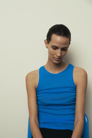 SUPIMA® SLEEVELESS T-SHIRT - Electric blue by Zara